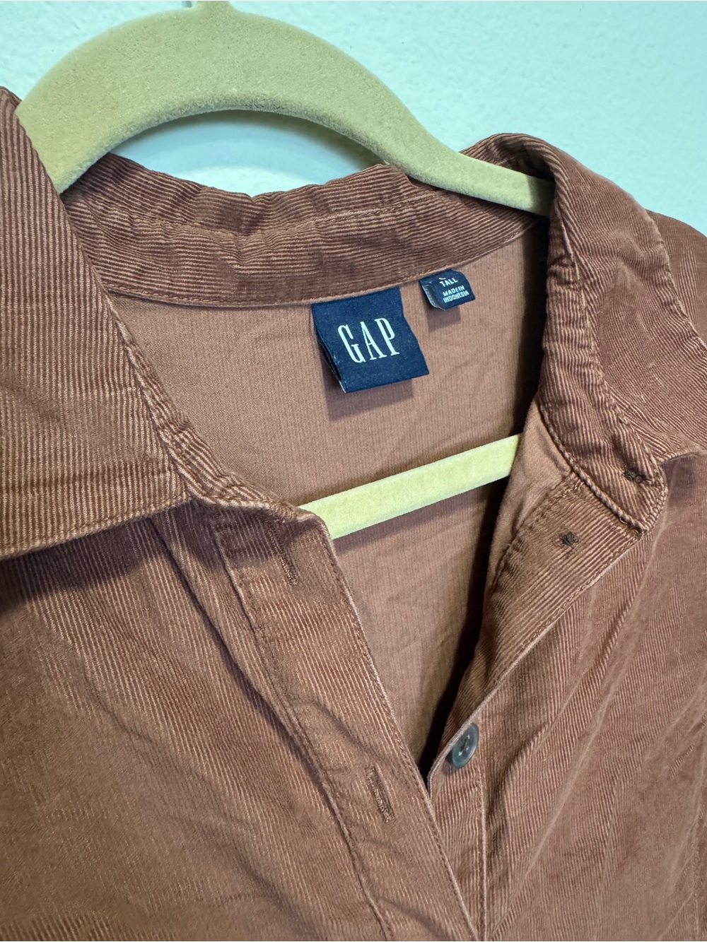 GAP Corduroy Rust-Brown Button Shirt Dress - Picture 3 of 4